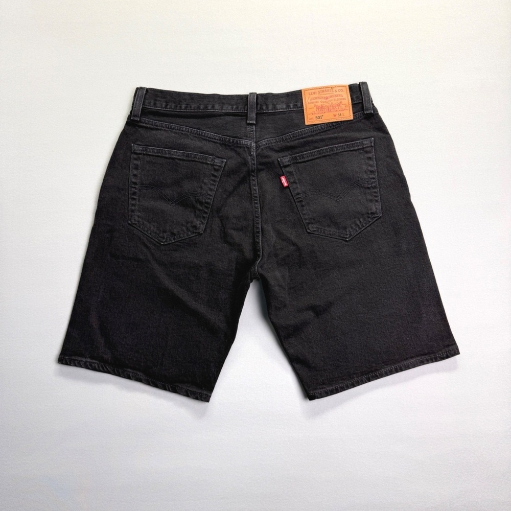 Levi's 501 Premium Denim Shorts Size 34 Big E Bat Wing XX Black Button Fly Jorts